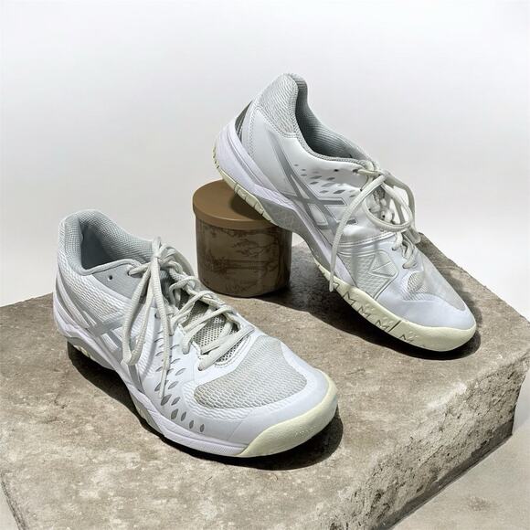 Asics Gel-Challenger 12 Women’s Size 10 Tennis Court Shoes White Silver-1042A041 - Picture 1 of 10